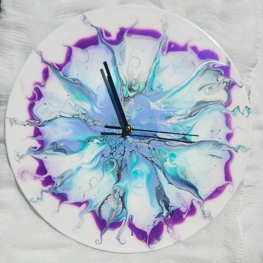 Hand Crafted Abstract Floral Bloom Wall Clock